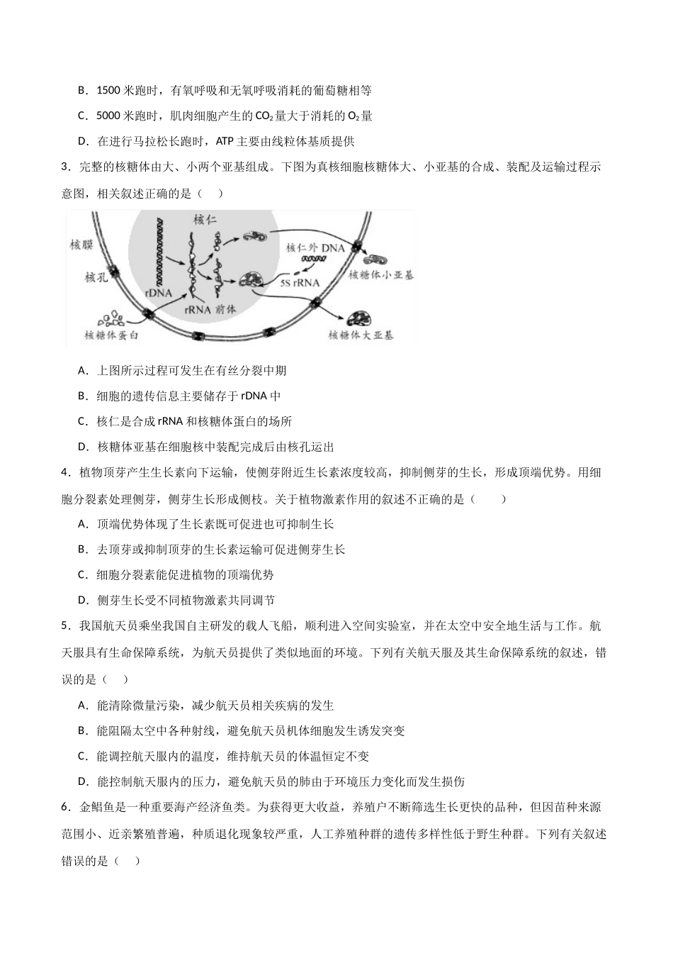 黄金卷04(考试版)-2024年高考生物模拟卷(老教材)(全国卷专用).docx_第2页