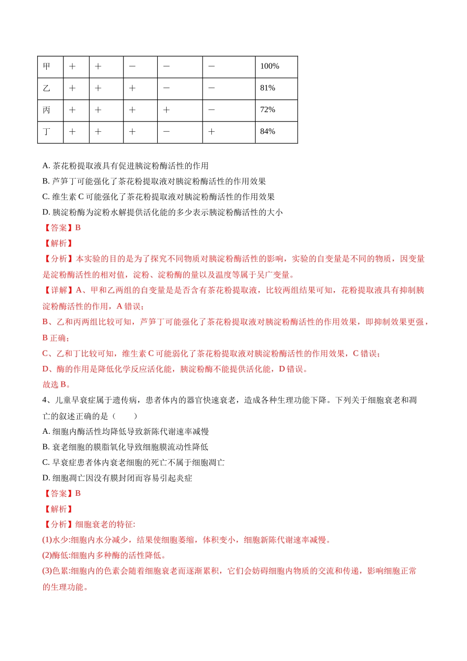 黄金卷06(解析版)-2024年高考生物模拟卷(安徽专用).docx_第3页