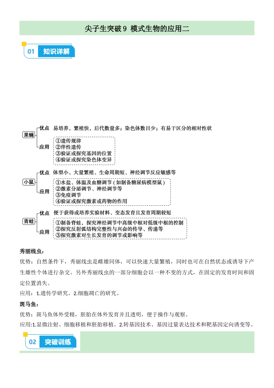 尖子生突破09 模式生物的应用(二)(解析版).docx_第1页
