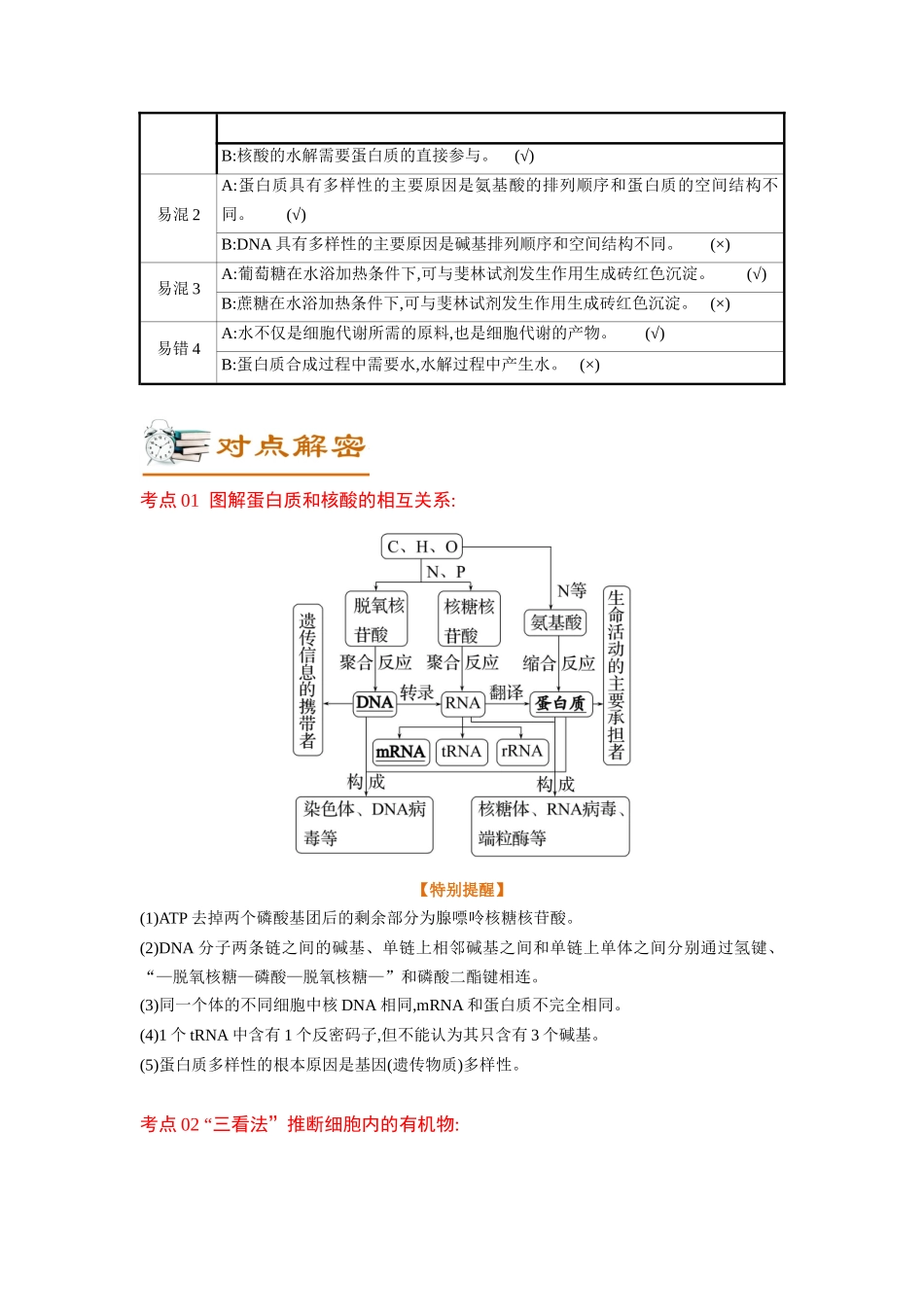 解密01 组成细胞的分子(讲义)-【高频考点解密】2023年高考生物二轮复习讲义+分层训练(新教材).docx_第2页