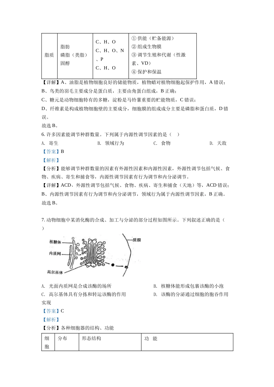 精品解析:2022年6月新高考浙江生物高考真题(解析版).docx_第3页
