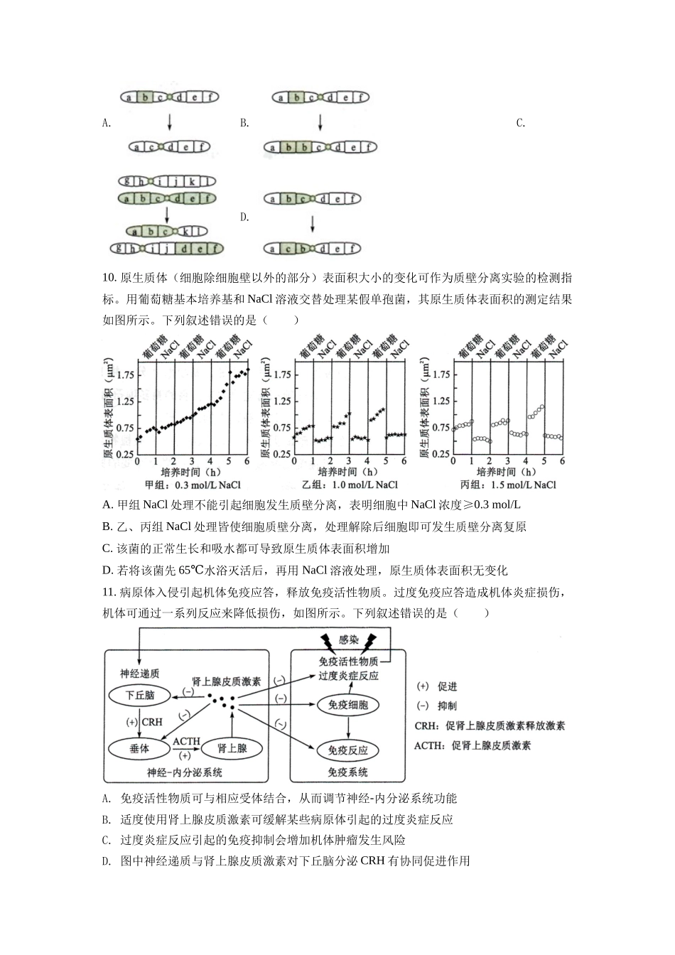 精品解析：2022年新高考湖南生物高考真题（原卷版）.docx_第3页