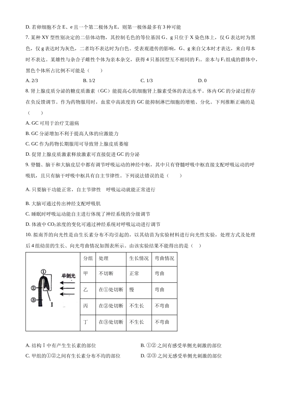 精品解析:2023年新教材山东高考真题生物试卷(原卷版).docx_第3页