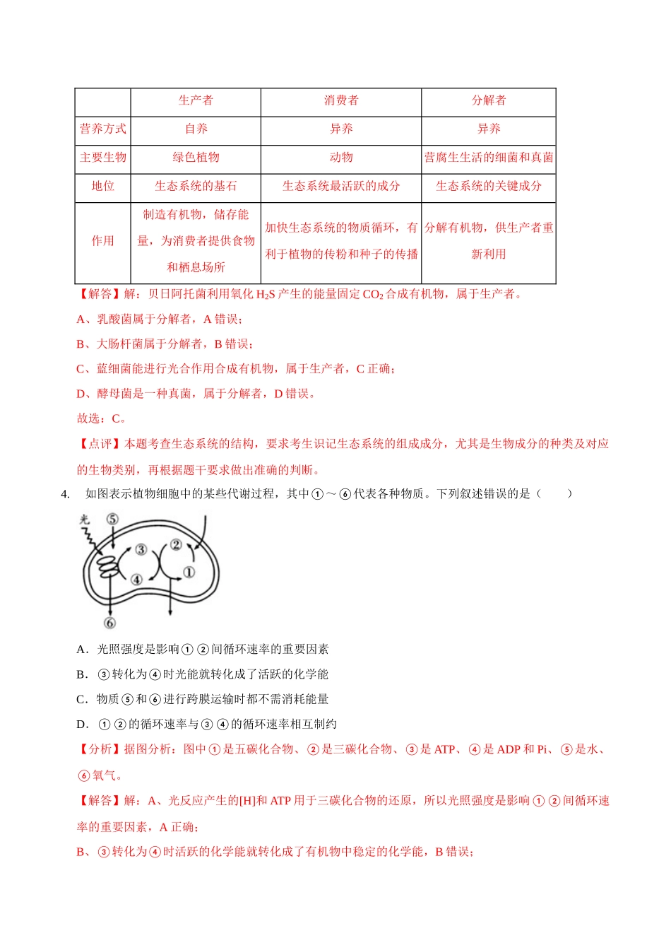 考点13&考点14 光合色素及光合作用的基本过程光合作用的影响因素及应用（精练）（解析版）.docx_第3页