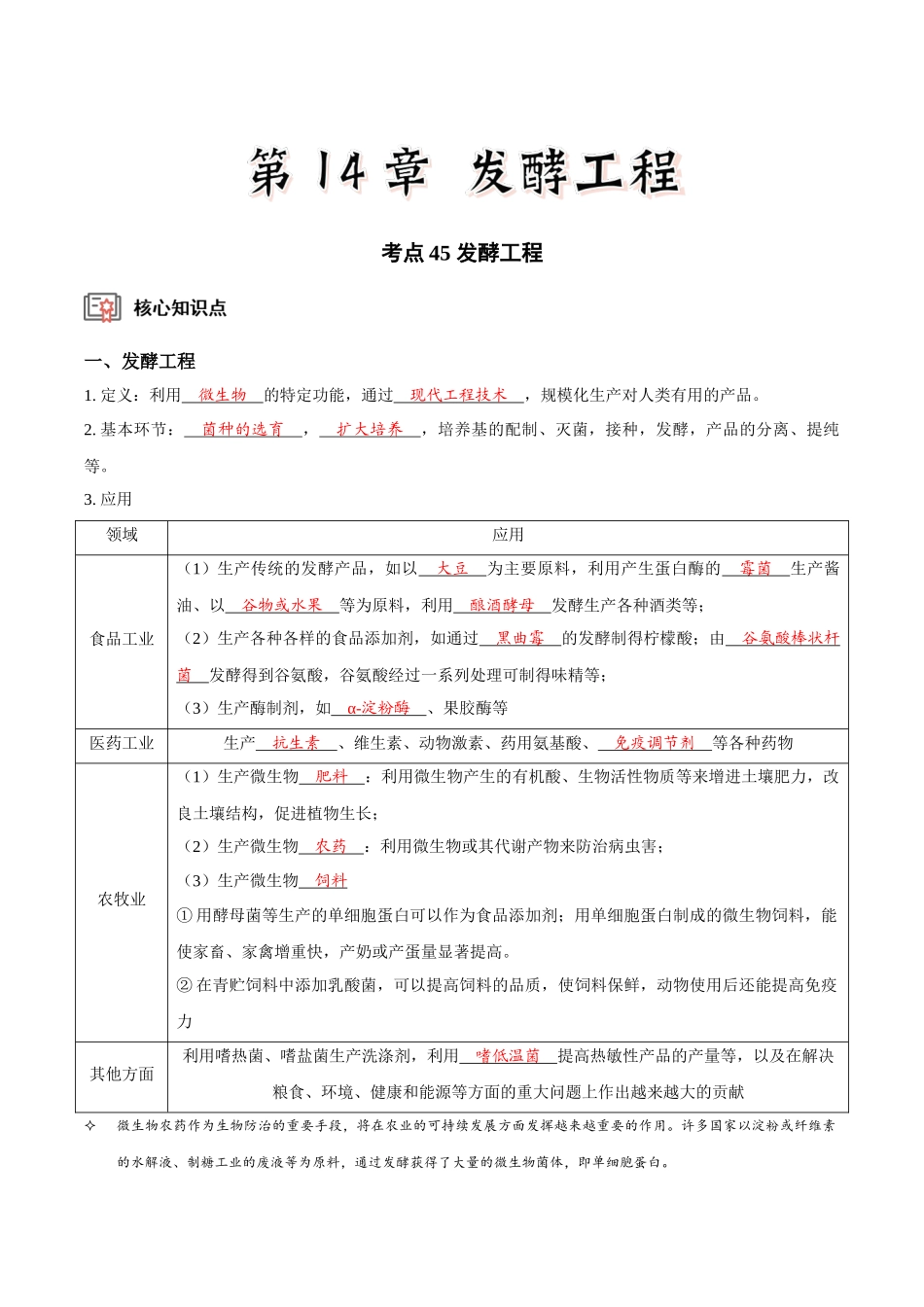考点45 发酵工程（讲义）（解析版）.docx_第1页