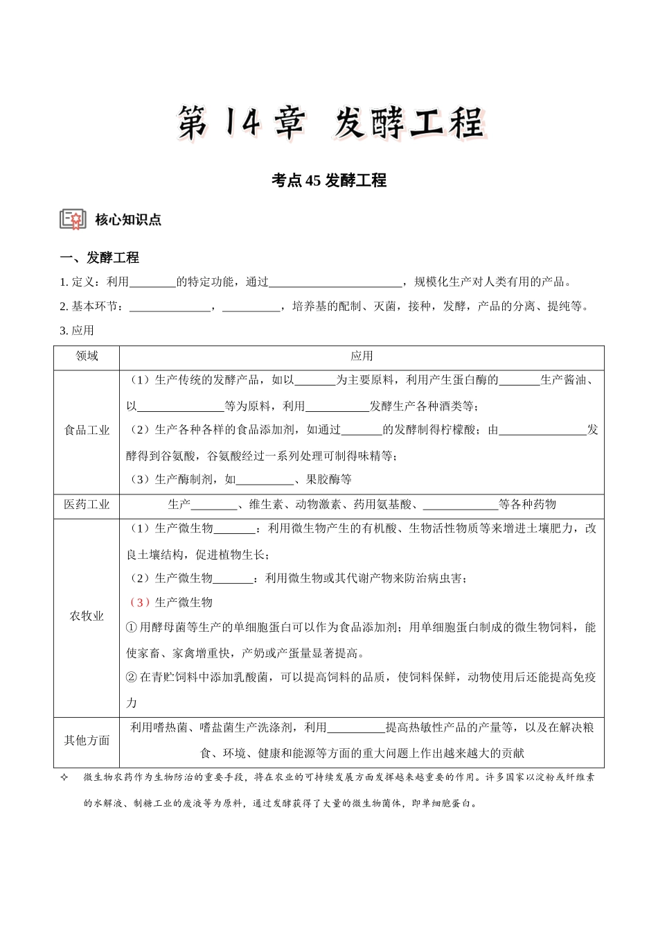 考点45 发酵工程（讲义）（原卷版）.docx_第1页