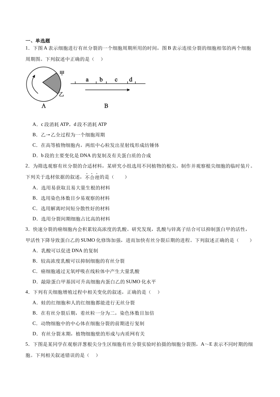 考点通关卷12 细胞增殖(原卷版).docx_第2页