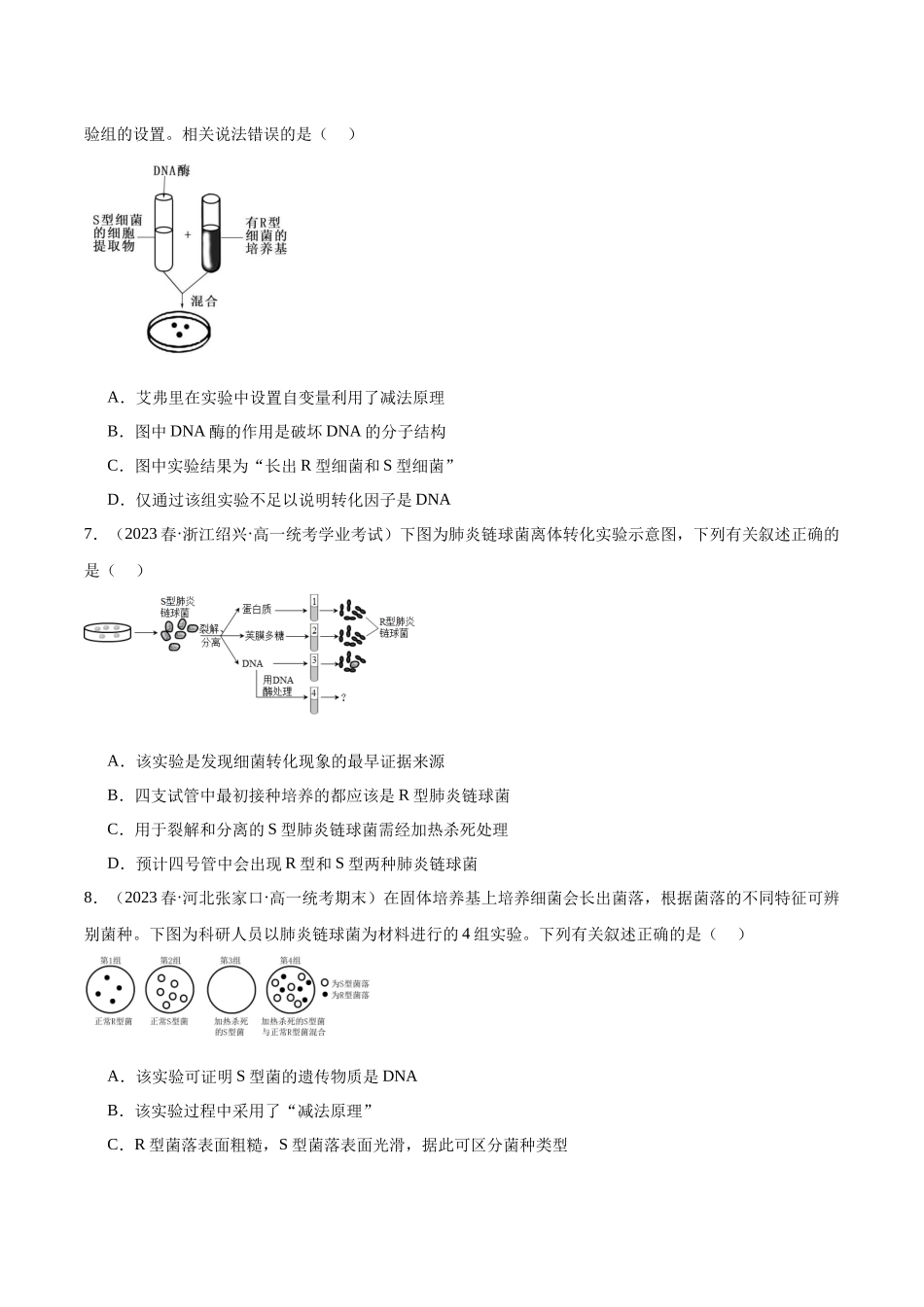 考点通关卷20 DNA是主要的遗传物质（原卷版）.docx_第3页