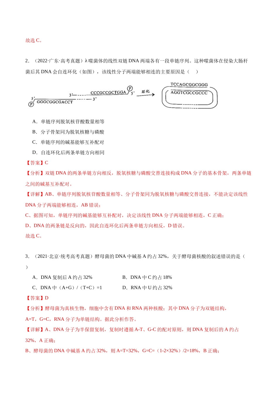考点通关卷21 DNA分子的结构、复制与基因的本质(解析版).docx_第2页
