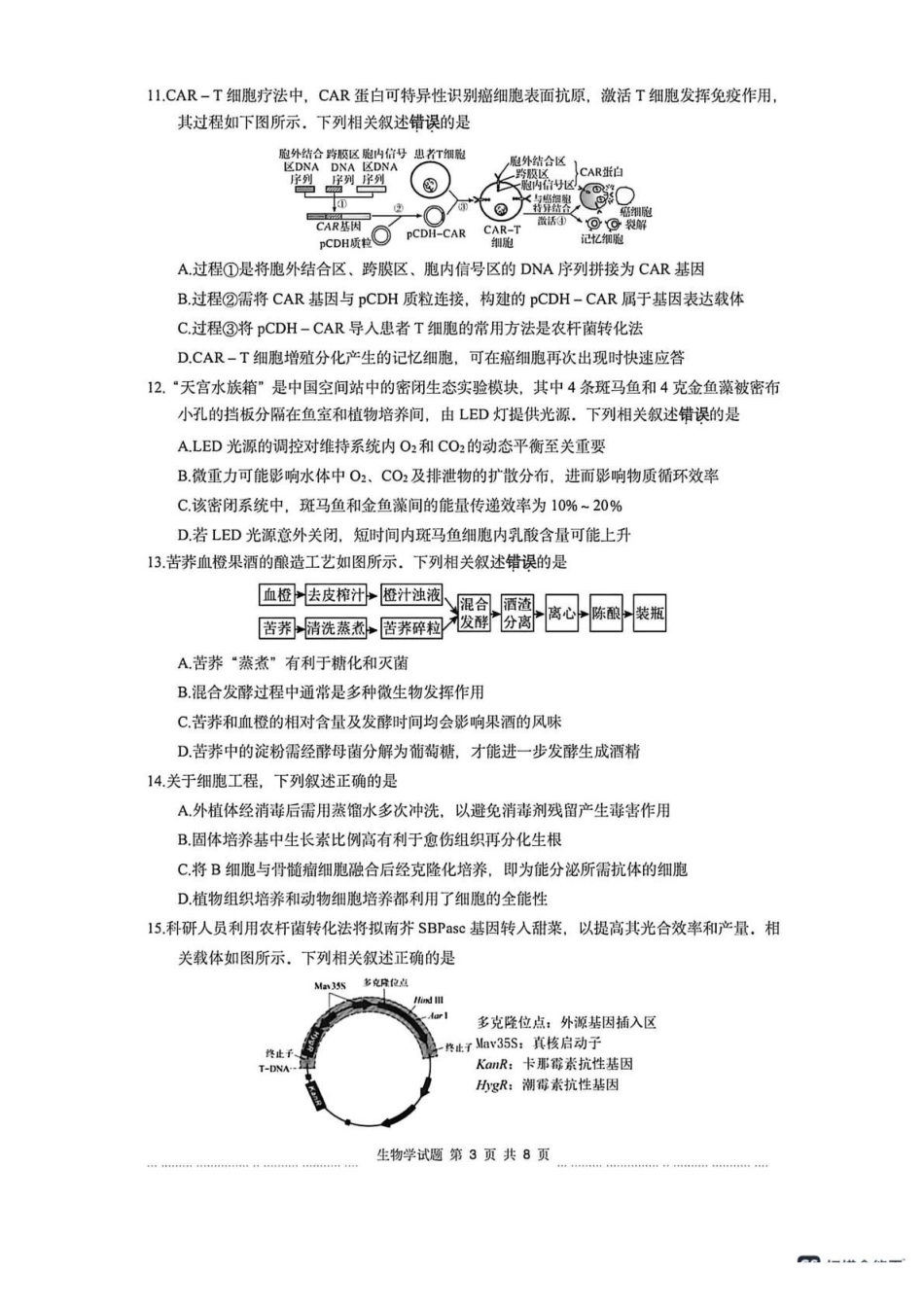 江苏徐州市2026届高三下学期打靶卷生物试题.pdf_第3页