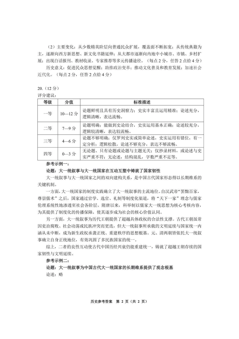 历史贵州遵义市2026届高三年级复习题库试题((遵义高三二模)(5.13-5.14)(2).pdf_第2页