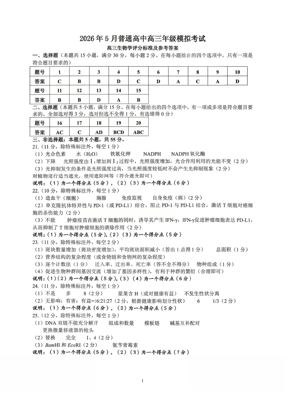 生物【协作校最后一考】辽宁协作校联合体2026年5月普通高中高三年级考前模拟考试(5.21-5.22)(1).pdf_第1页