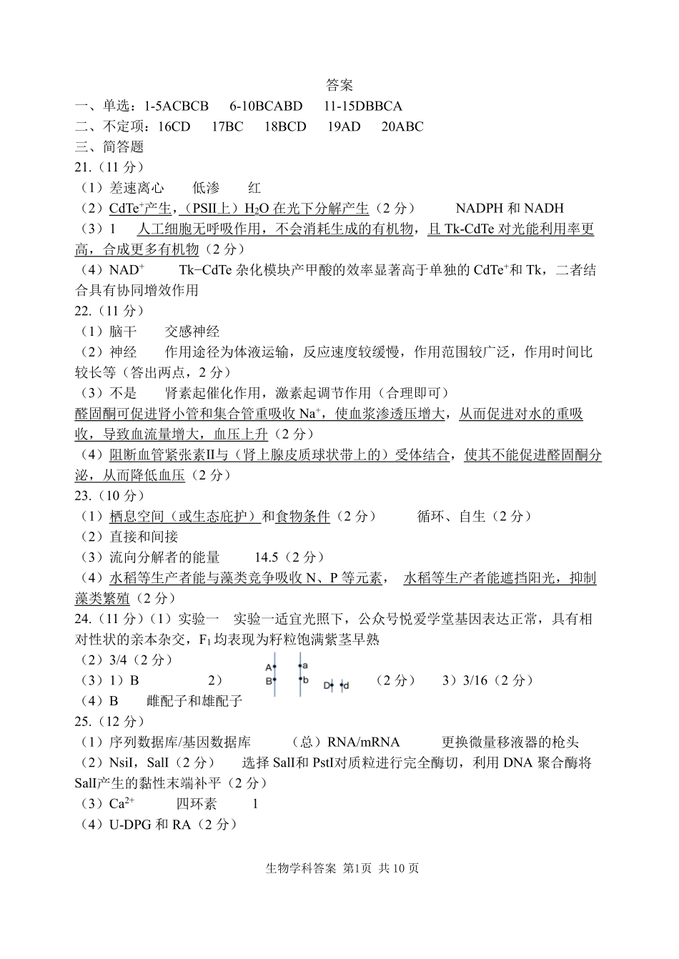 生物辽宁沈阳市东北育才学校2025-2026学年度下学期高三年级第九次模拟考试(育才九模)(5.21-5.22)(1).pdf_第1页