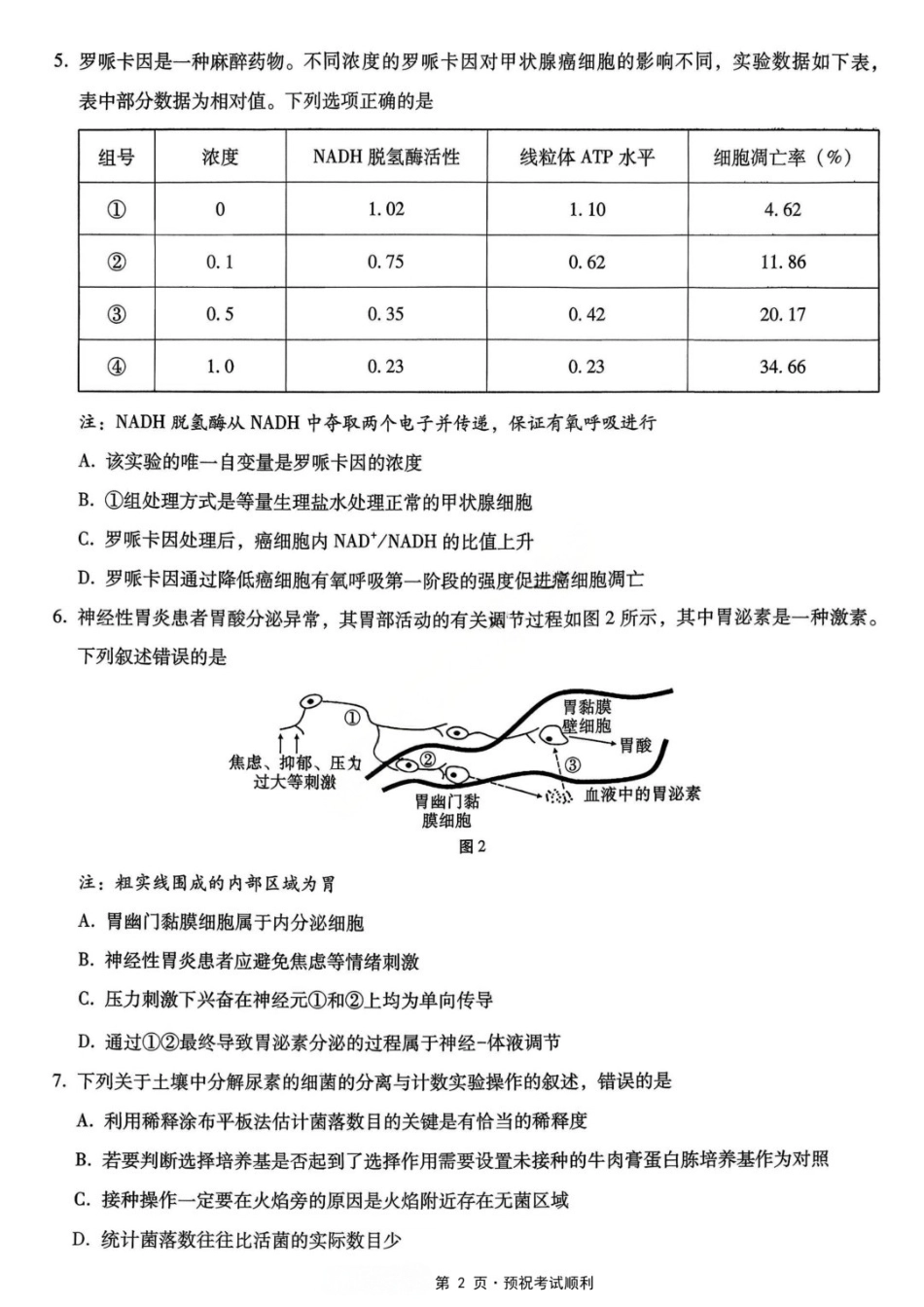 生物重庆市重庆第八中学校高2026届高三年级5月全真模拟(八)(5.24-5.26).docx_第2页