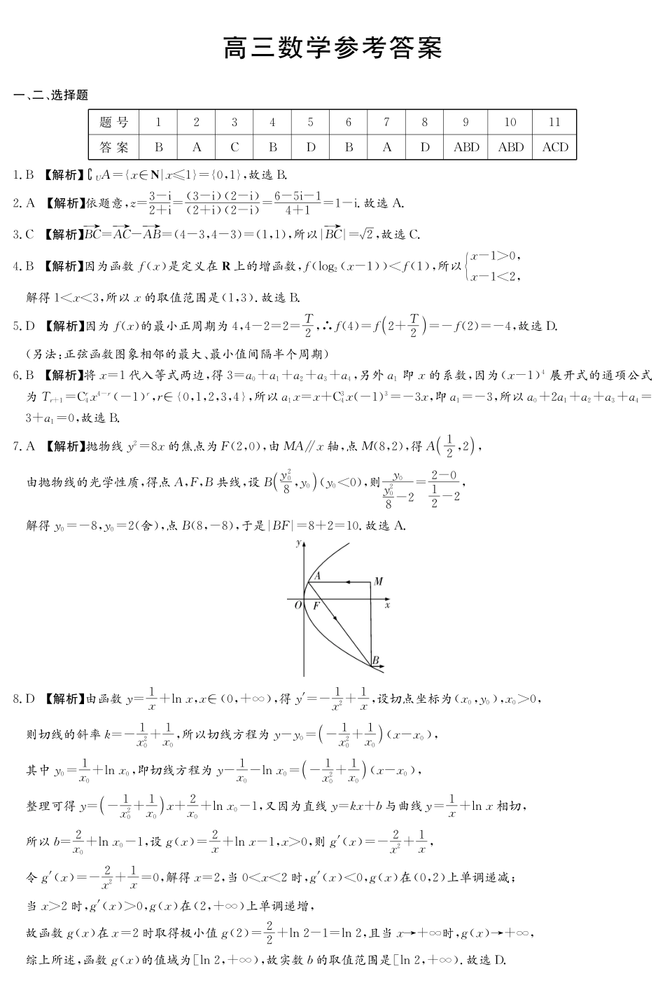 数学试题答案【湖南第一联考】湖南炎德英才大联考2026届高三年级5月21日考前模拟考试()(5.21-5.22).pdf_第1页