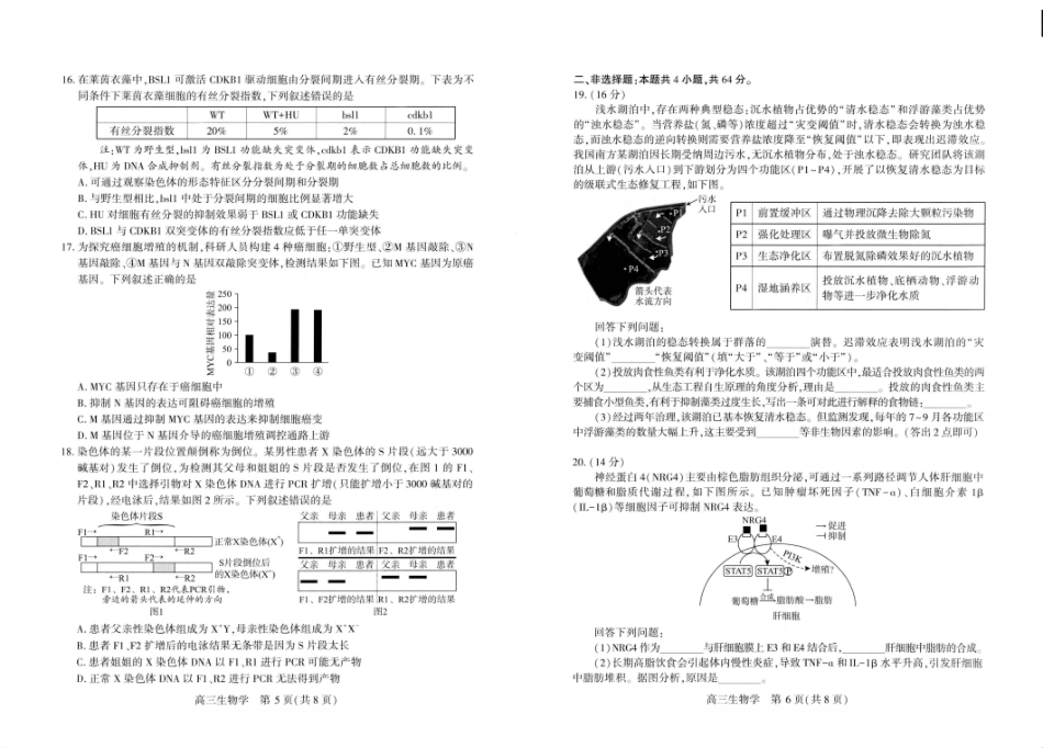 武汉市2026届高三年级五月供题生物.pdf_第3页