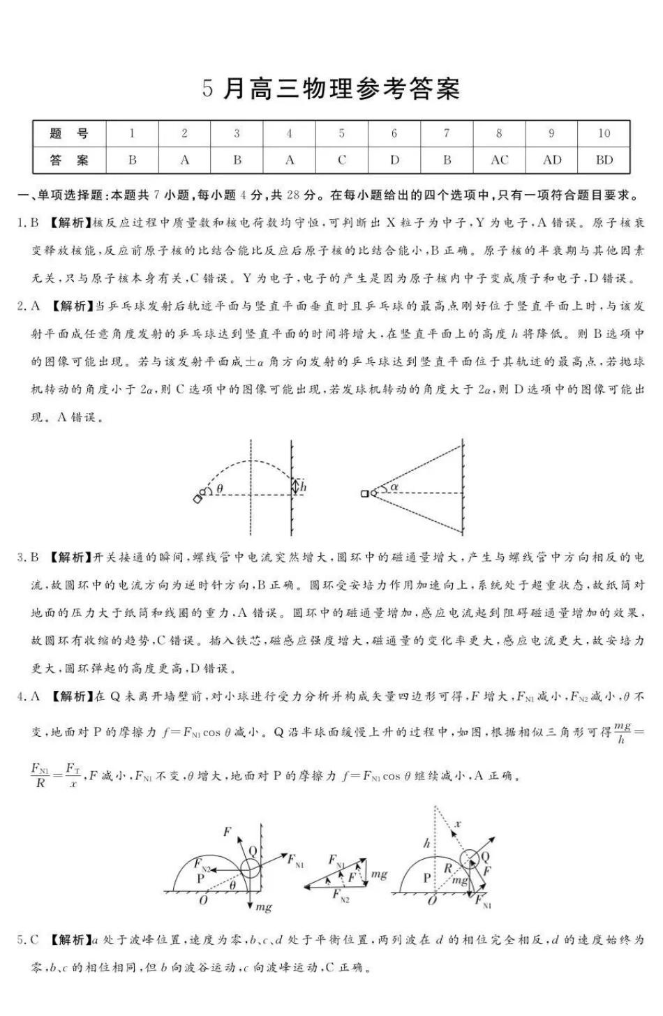 湘豫名校2026届高三下学期5月预测联考物理答案.pdf_第1页