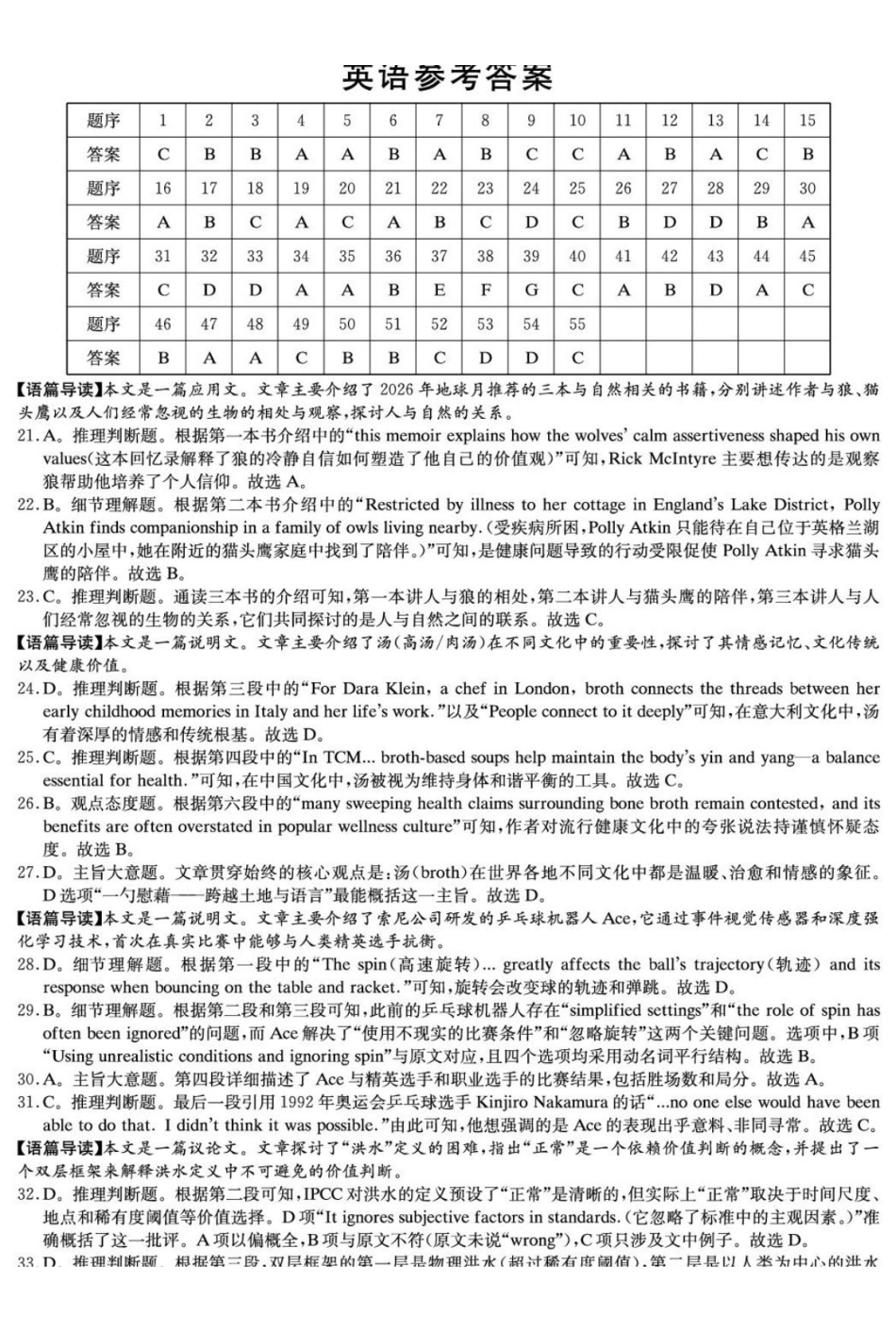 英语(2026雅礼10次二模)答案湖南长沙市雅礼中学2026届高三年级高考模拟（二）暨月考卷(十)(雅礼高三二模)(5.22-5.23).pdf_第1页