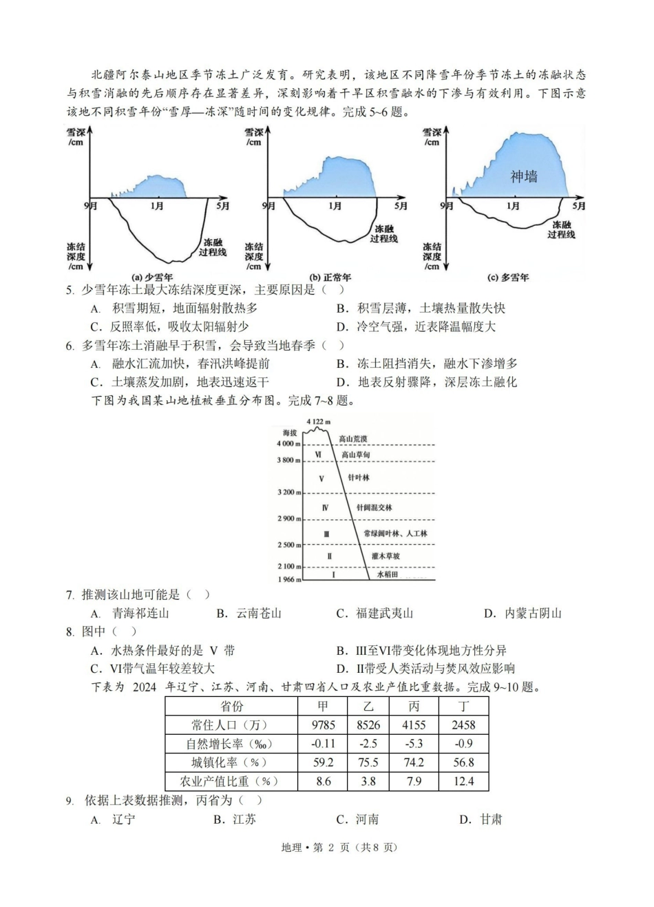 浙江七校2026年5月高三联考地理.pdf_第2页