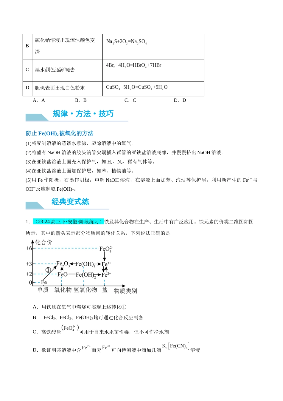 (能力版)微专题14 探究氢氧化亚铁、高铁酸盐的性质与制备-(学生版)(全国版).docx_第2页