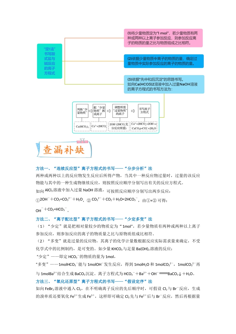（升级版）微专题06  “四型和四法”破解与量有关离子方程式书写（学生版）(全国版).docx_第2页