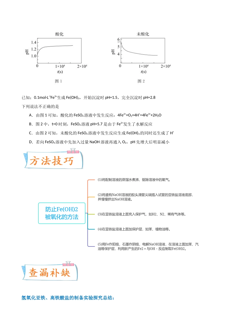 【升级版】微专题14 氢氧化亚铁、高铁酸盐的制备实验探究(原卷版)(全国版).docx_第2页