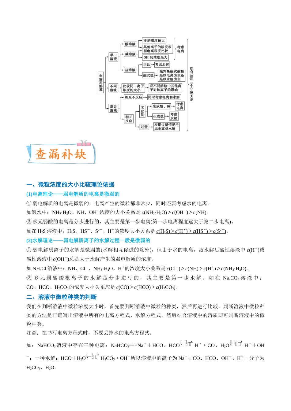 【升级版】微专题41  水溶液中的三大守恒和浓度大小比较-（原卷版）(全国版) .docx_第3页