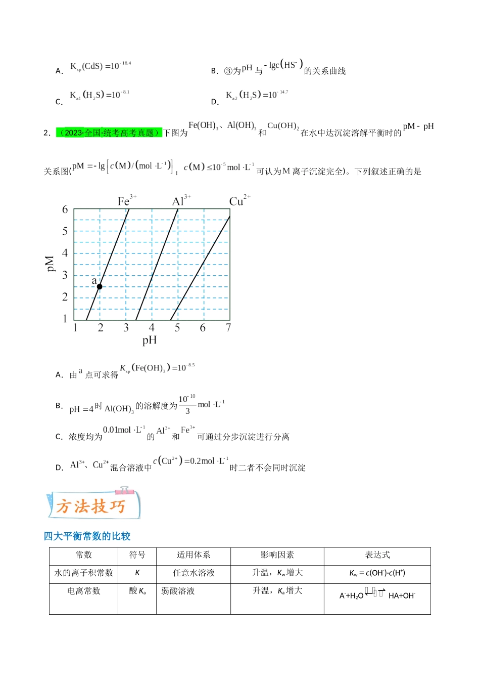 【升级版】微专题42   四大平衡常数的计算与应用-（原卷版）(全国版) .docx_第2页