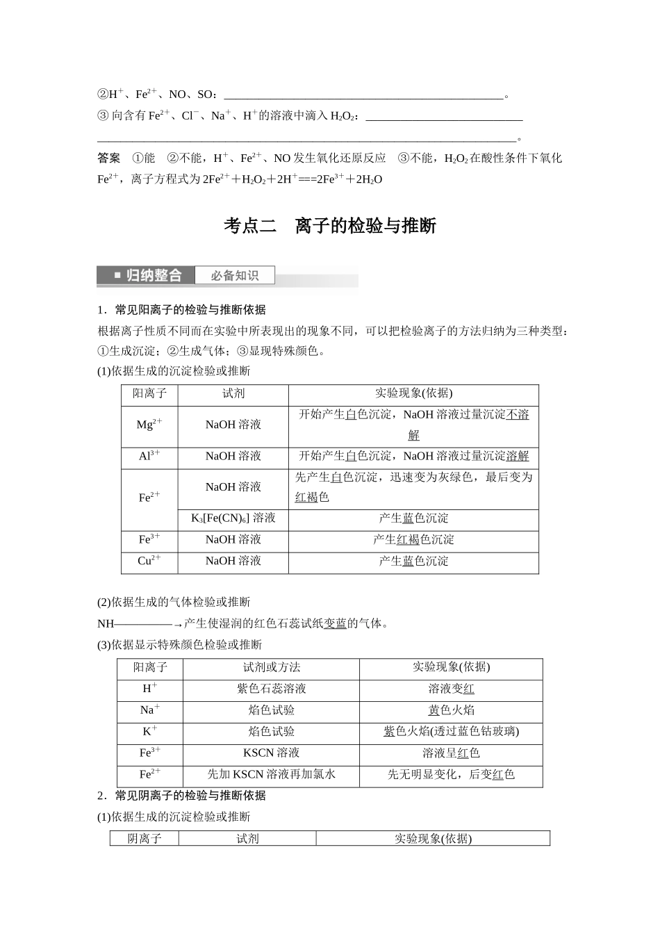2024年高考化学一轮复习(新高考版) 第1章 第3讲 离子共存、离子检验与推断.docx_第3页