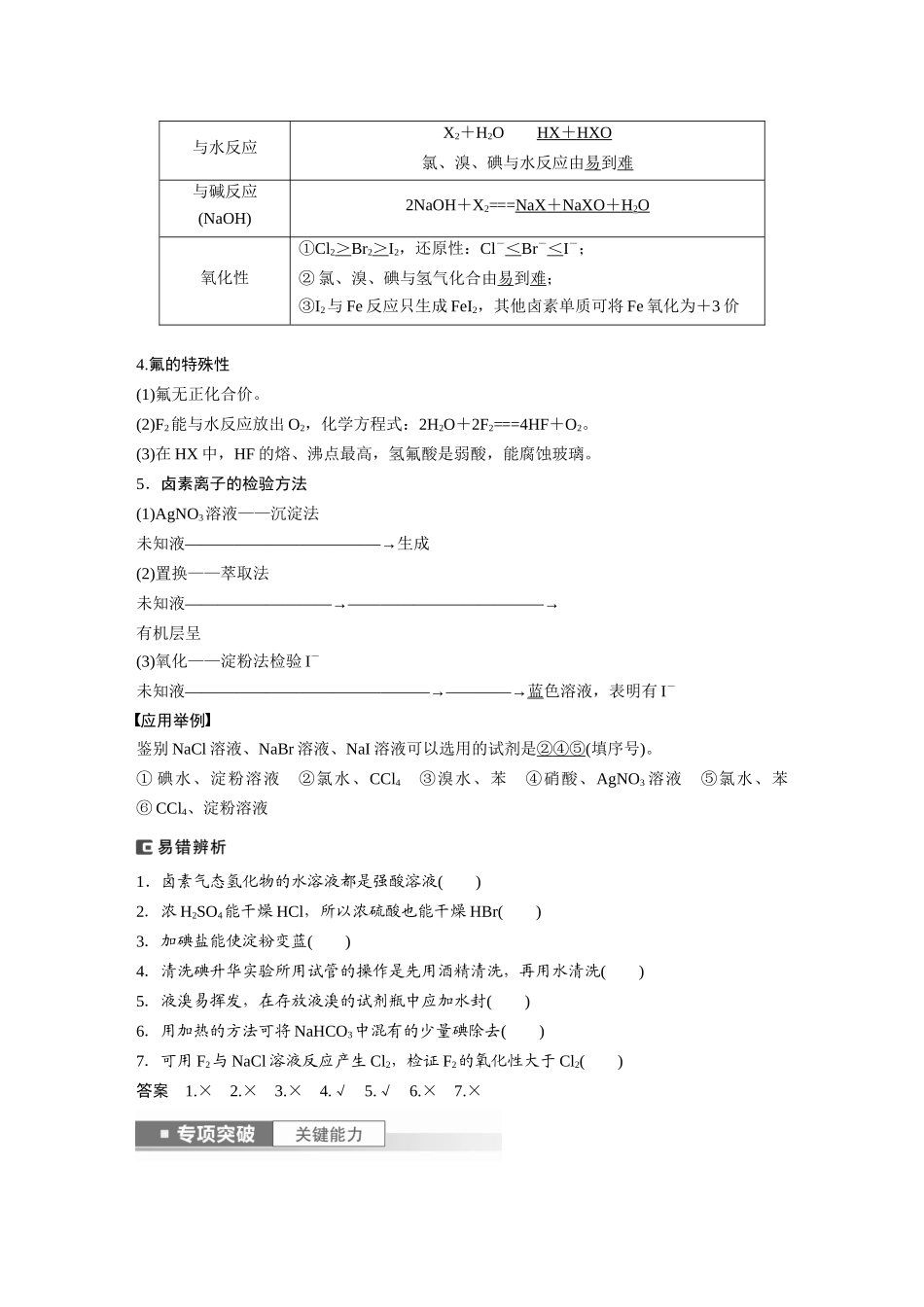 2024年高考化学一轮复习（新高考版） 第5章 第21讲　卤族元素　溴、碘单质的提取.docx_第2页