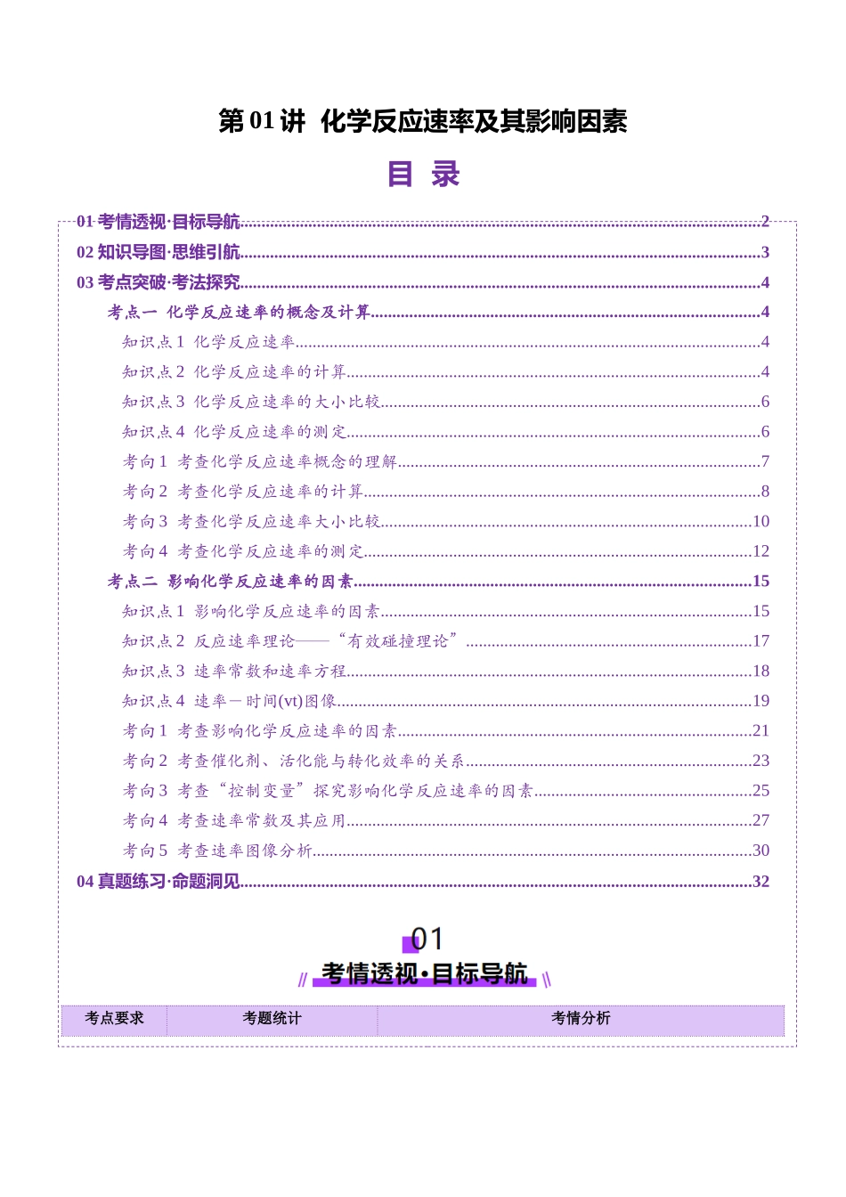 第01讲 化学反应速率及其影响因素（讲义）（教师版）.docx_第1页