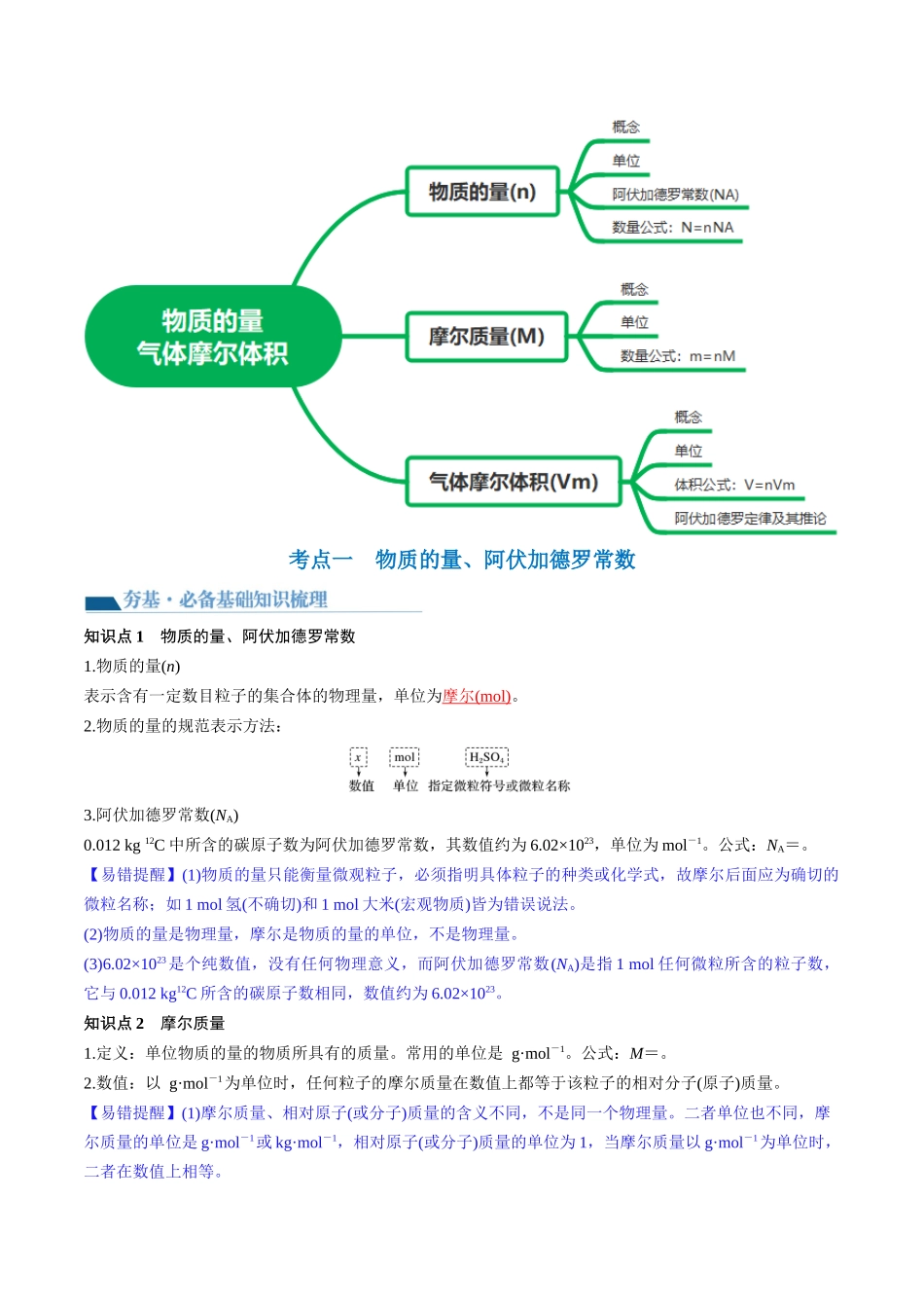 第01讲 物质的量  气体摩尔体积（讲义）（解析版）.docx_第2页