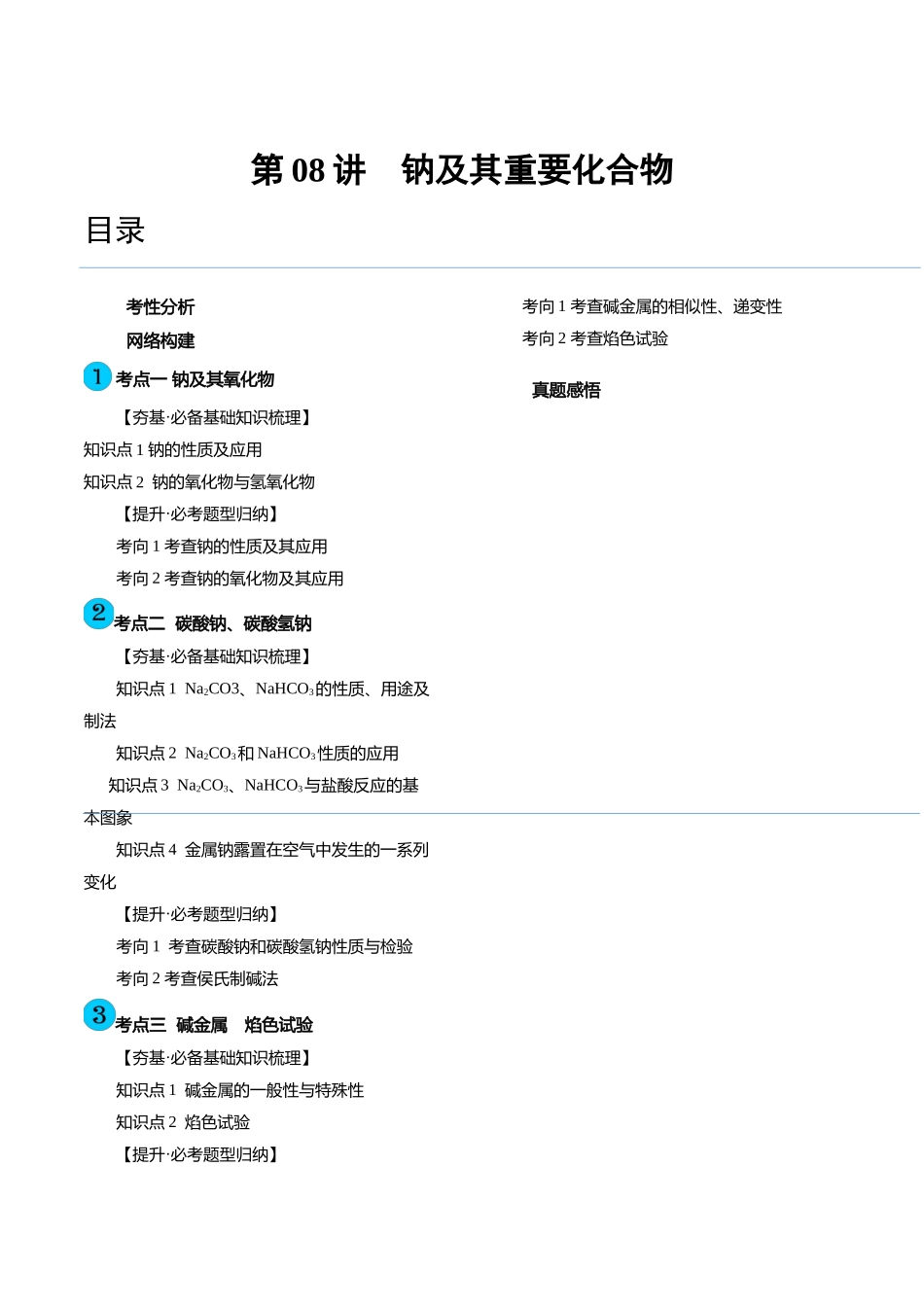 第08讲 钠及其重要化合物（讲义）（原卷版）.docx_第1页