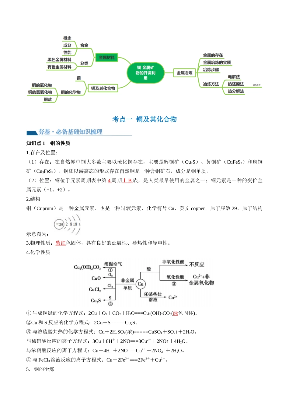 第11讲 铜 金属矿物的开发利用（讲义）（解析版）.docx_第2页
