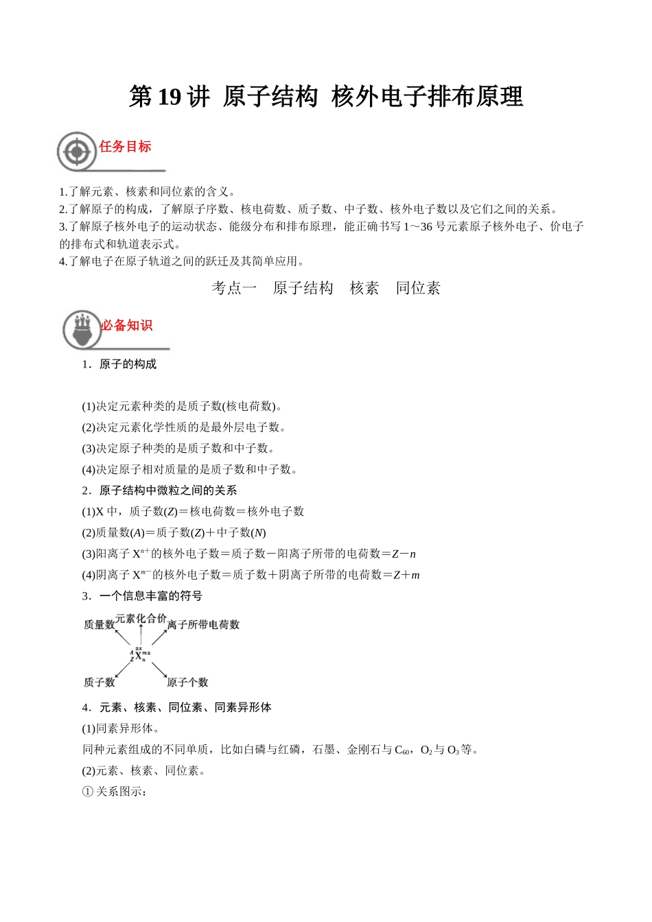 第19讲 原子结构 核外电子排布原理（讲义）-（解析版）.docx_第1页
