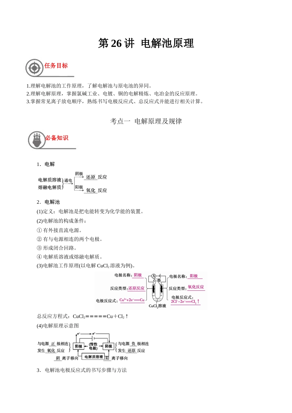 第26讲 电解池原理（讲义）-（原卷版）.docx_第1页