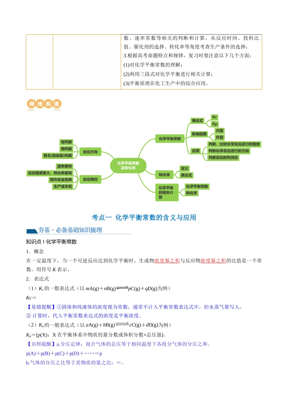 第26讲 化学平衡常数及转化率 反应方向及调控（讲义）（解析版）.docx_第2页