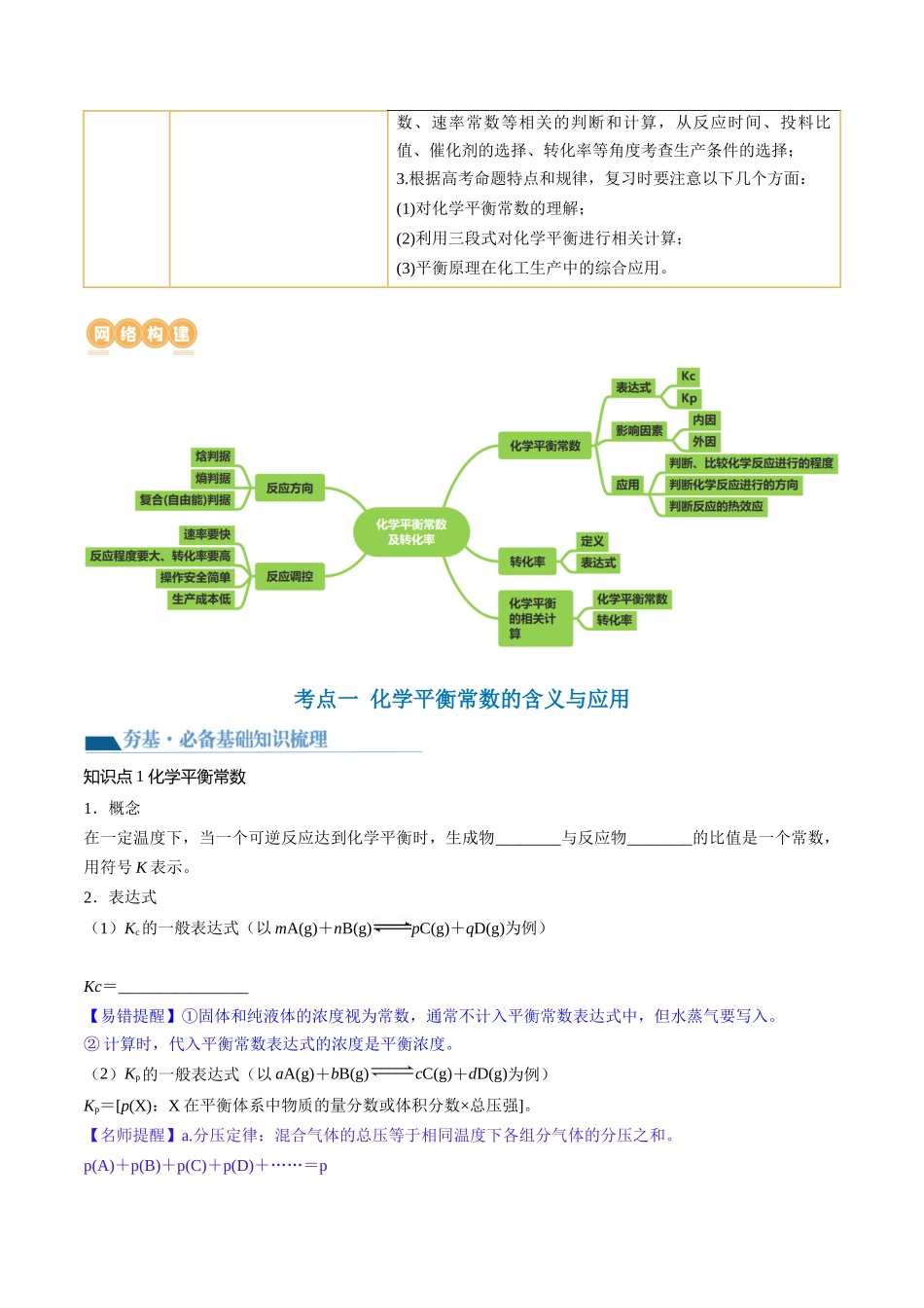 第26讲 化学平衡常数及转化率 反应方向及调控（讲义）（原卷版）.docx_第2页