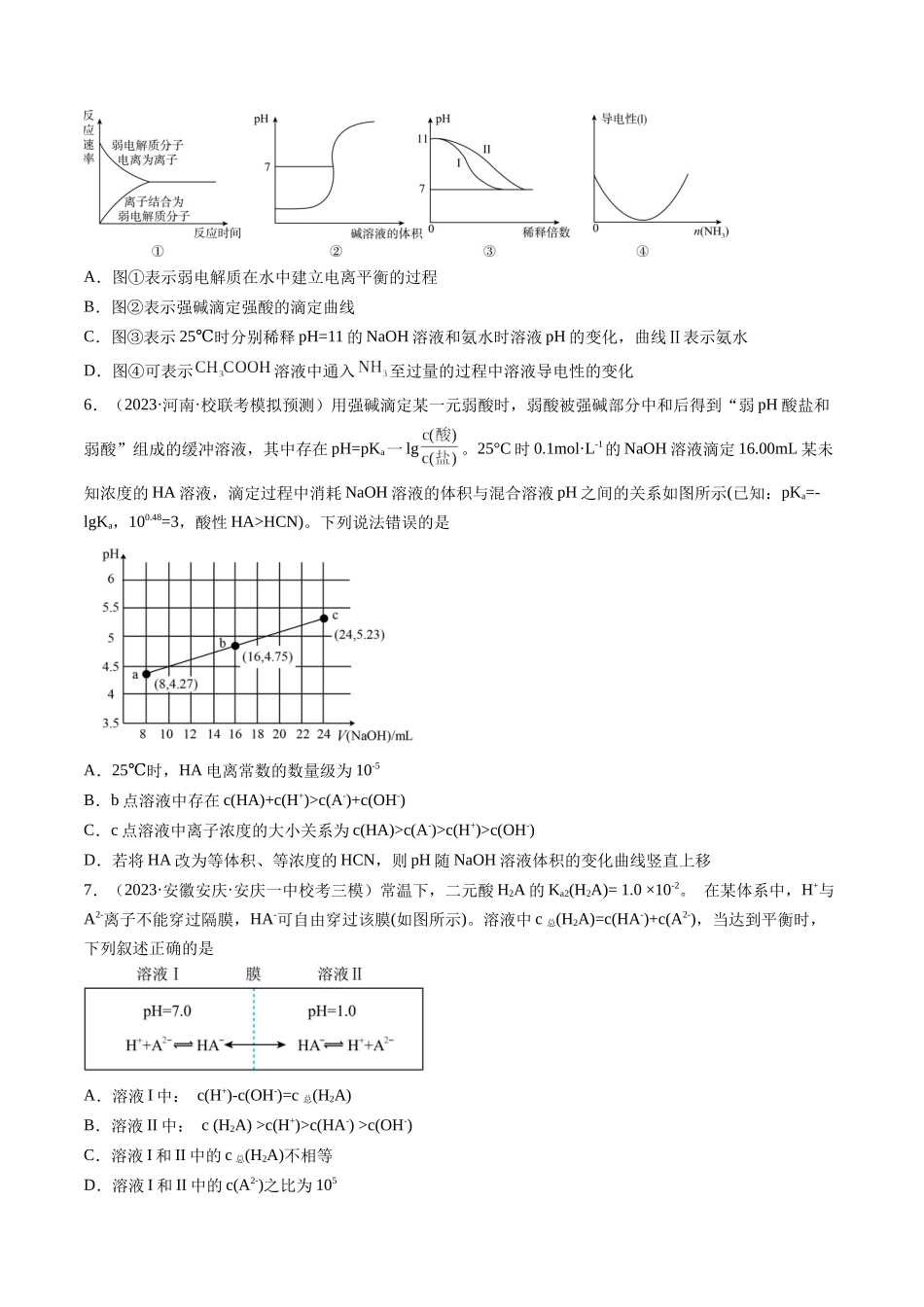 第28讲 电离平衡（练习）（原卷版）.docx_第2页