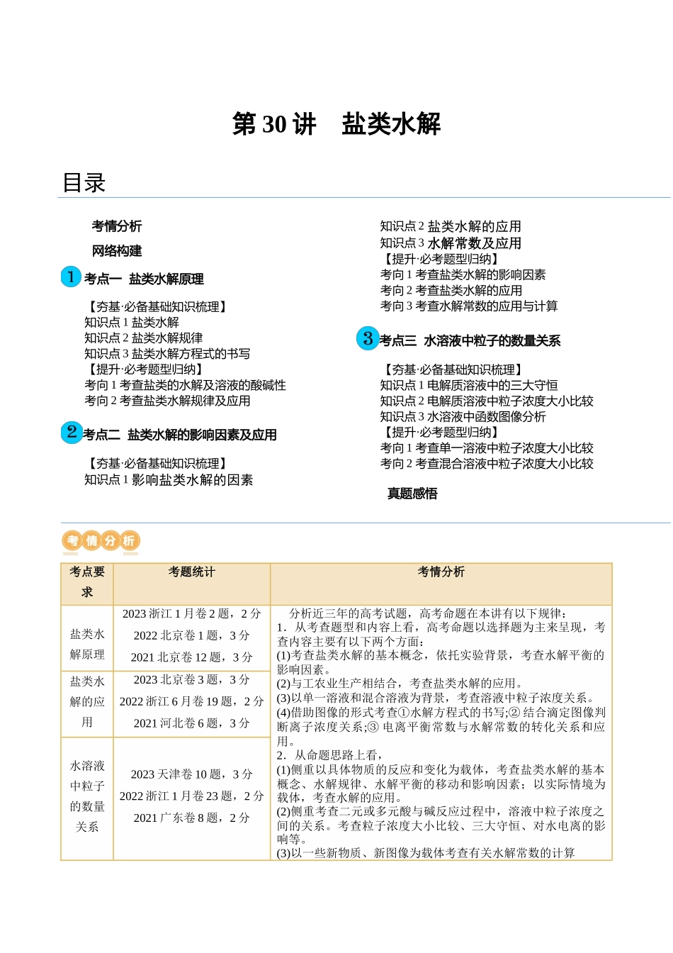 第30讲 盐类水解（讲义）（原卷版）.docx_第1页