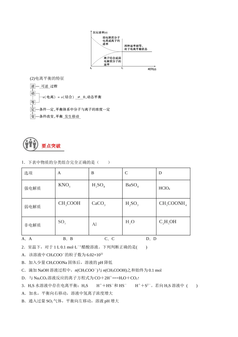 第32讲 弱电解质的电离平衡及影响因素（讲义）-（原卷版）.docx_第2页