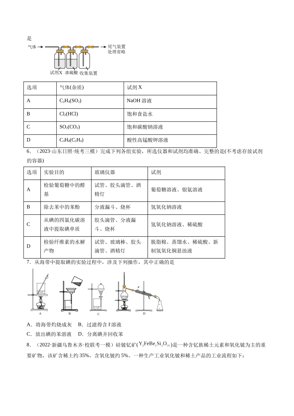 第34讲 物质的分离、提纯和检验（练习）（原卷版）.docx_第2页
