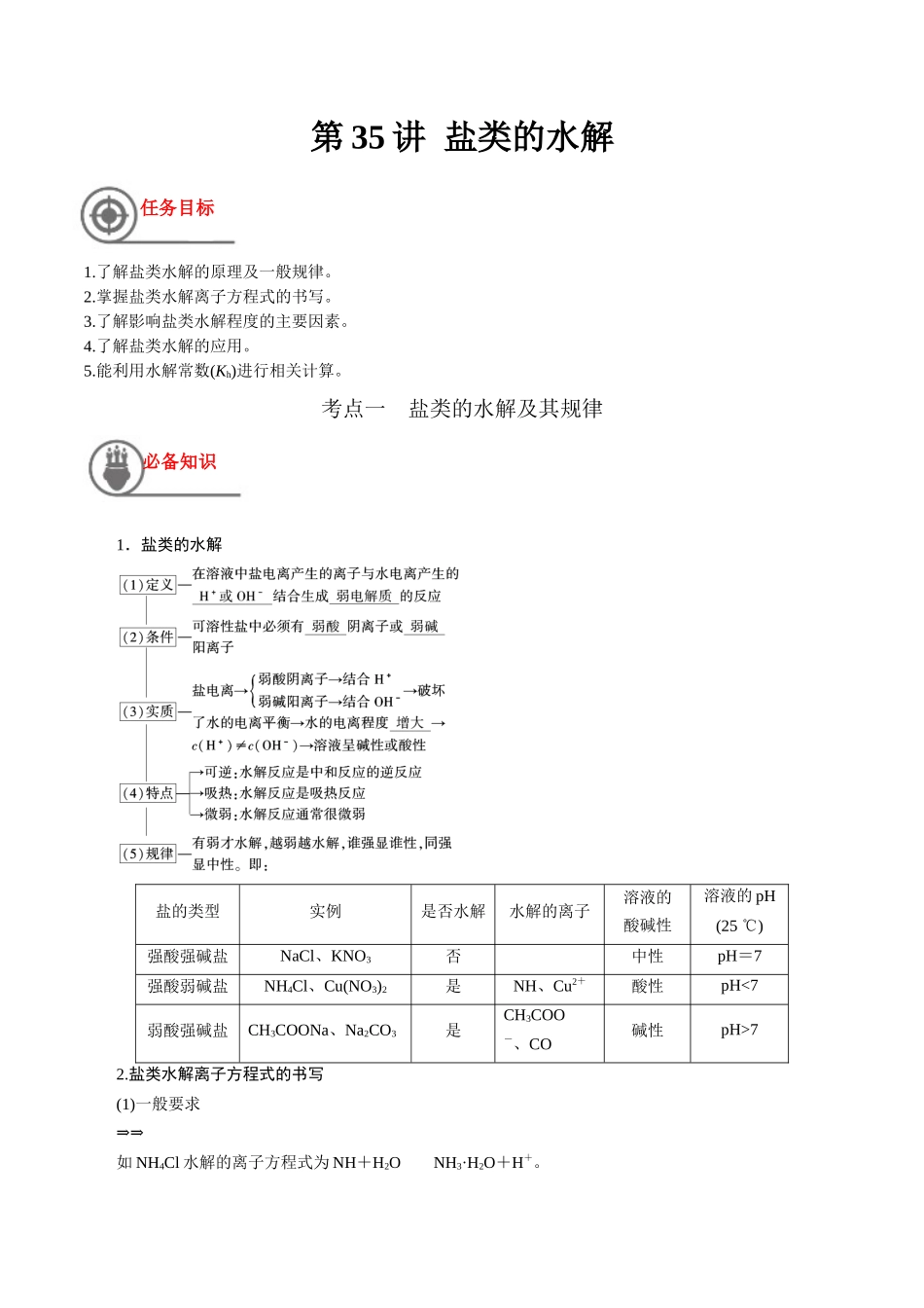 第35讲 盐类的水解（讲义）-（原卷版）.docx_第1页