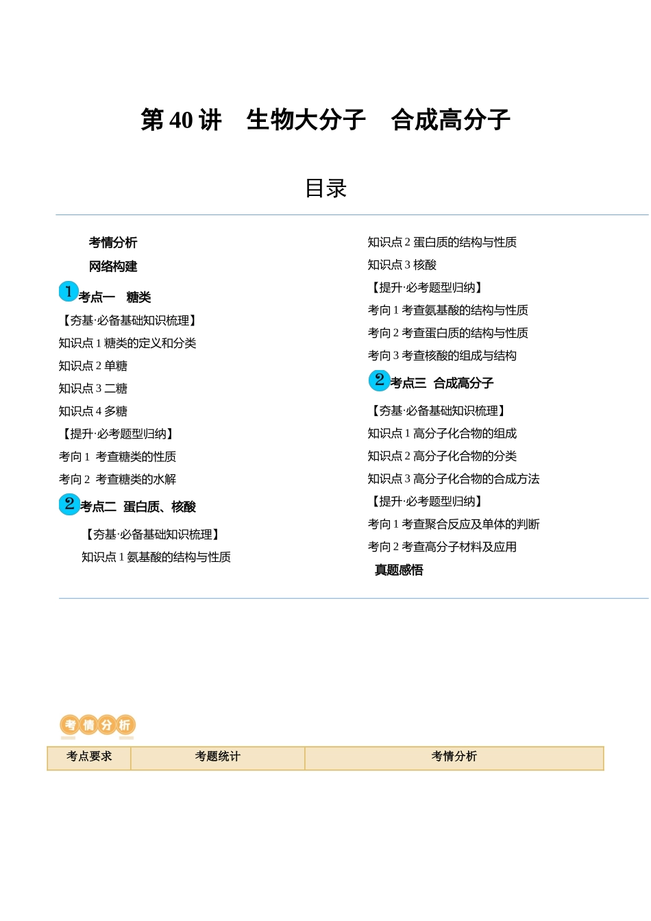 第40讲 生物大分子 合成高分子（讲义）（原卷版）.docx_第1页