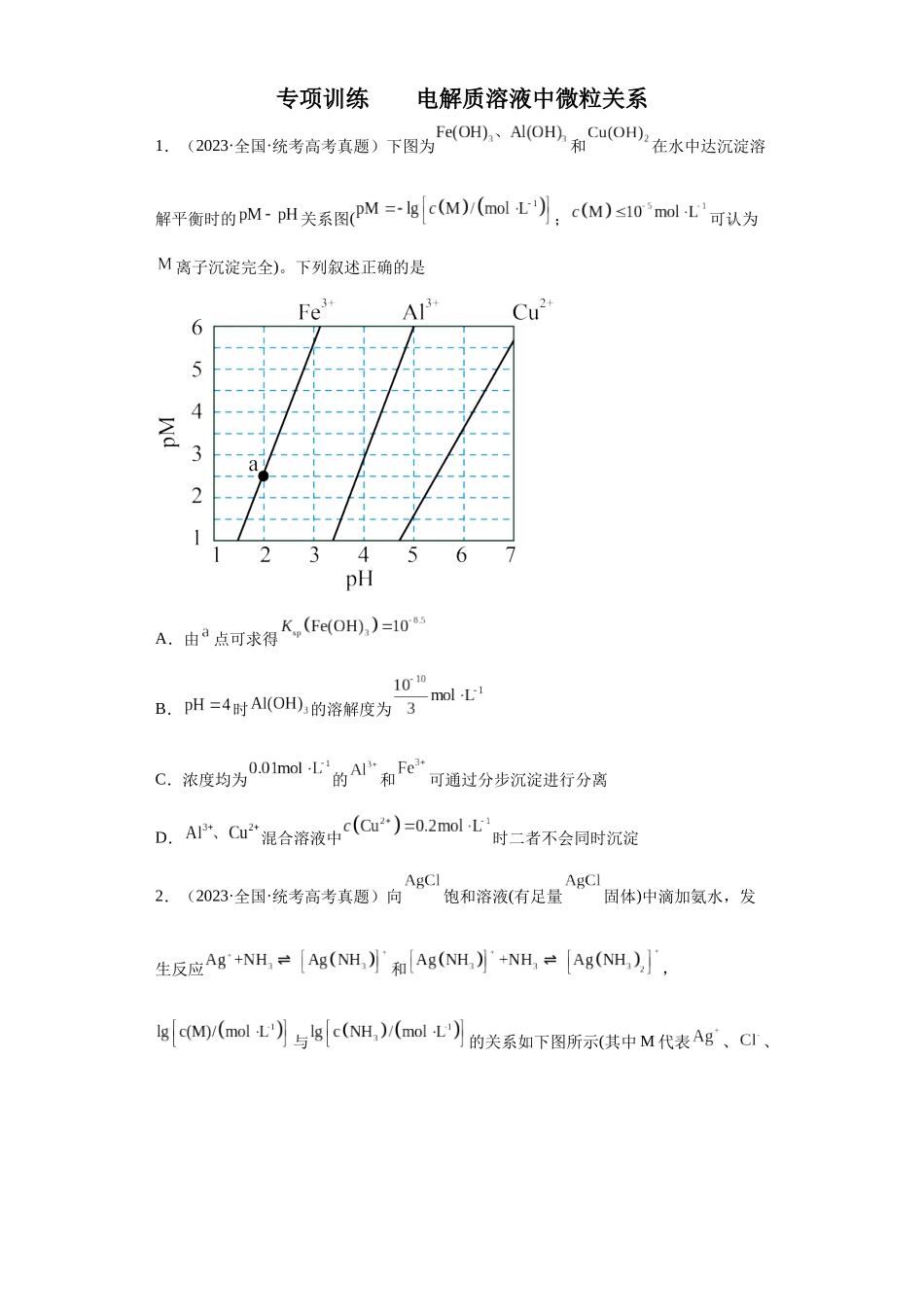 电解质溶液中微粒关系（原卷版）.docx_第1页