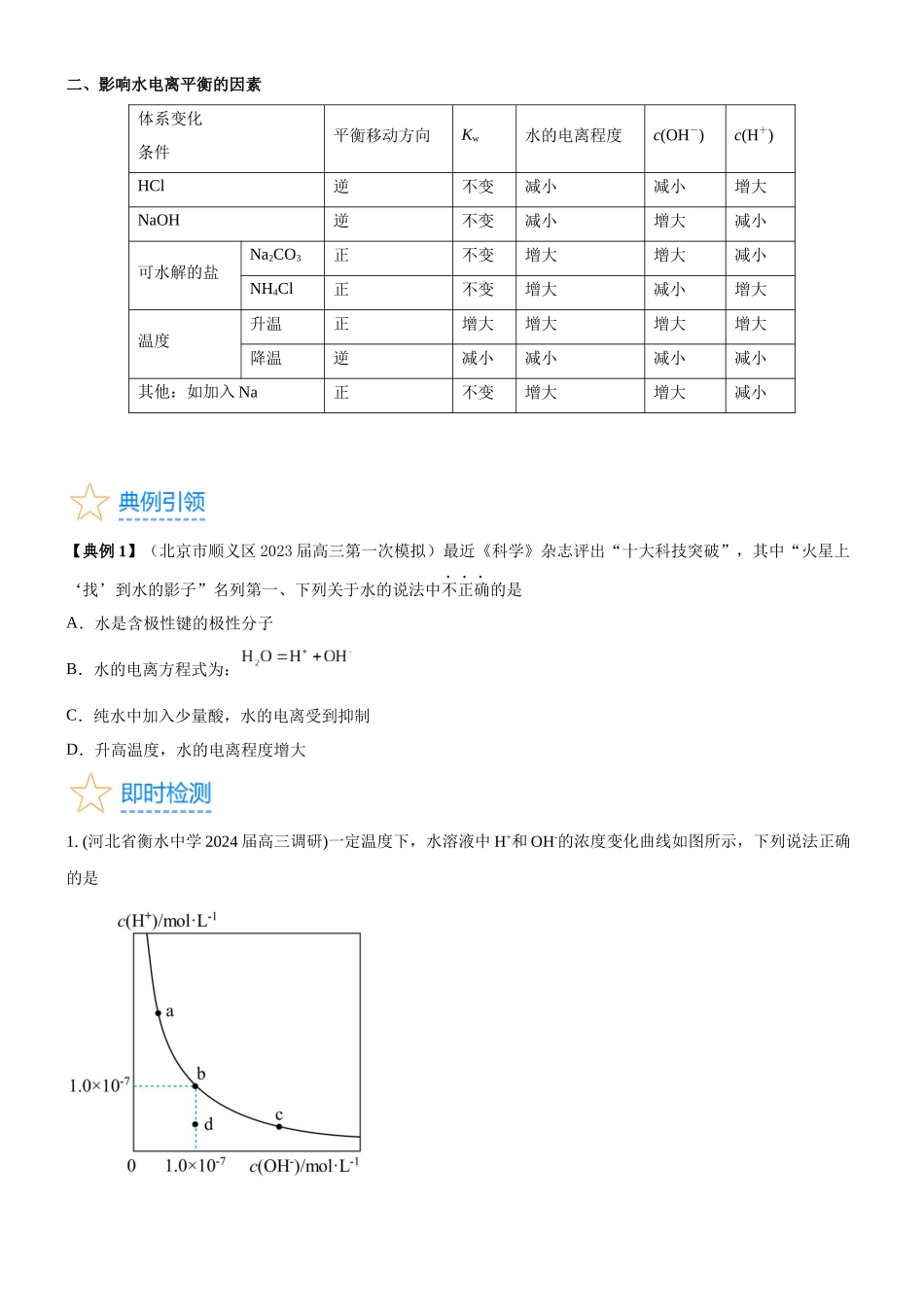 考点2  水的电离与溶液的pH （核心考点精讲精练（原卷版）.docx_第2页