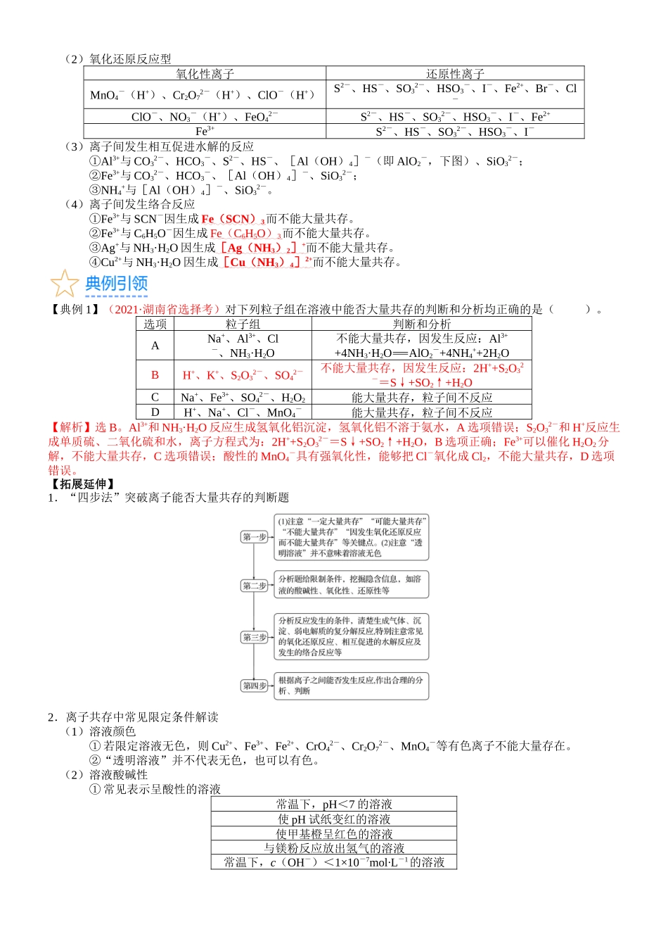 考点03 离子共存、离子的检验与推断（核心考点精讲精练）-备战2024年高考化学一轮复习考点帮（新高考专用）（教师版）.docx_第2页