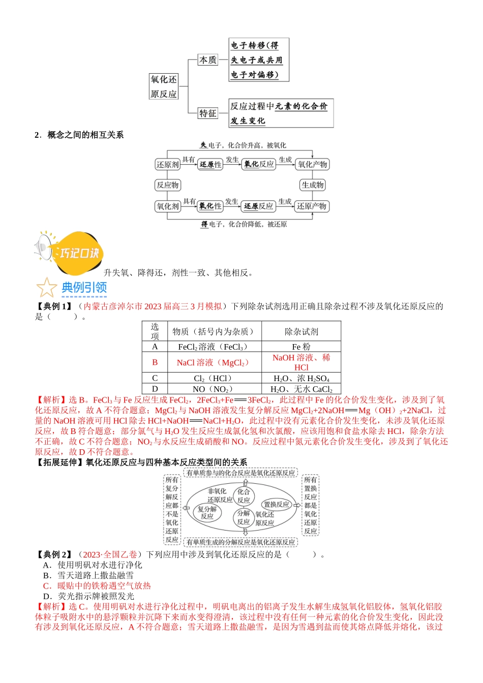 考点04 氧化还原反应的基本概念和规律（核心考点精讲精练）-备战2024年高考化学一轮复习考点帮（新高考专用）（教师版）.docx_第2页