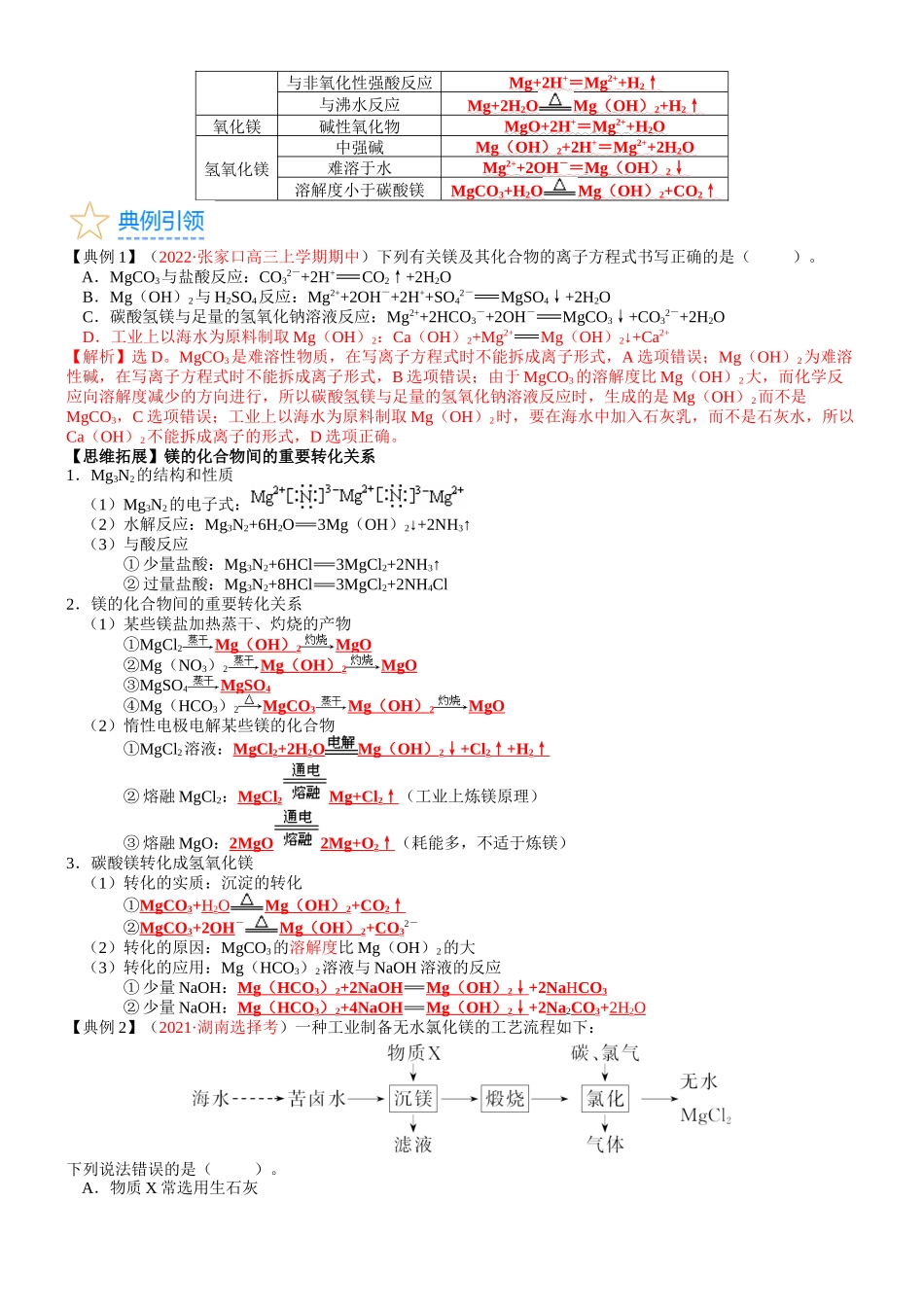 考点11  镁、铝及其重要化合物（核心考点精讲精练）-备战2024年高考化学一轮复习考点帮（新高考专用）（教师版）.docx_第2页