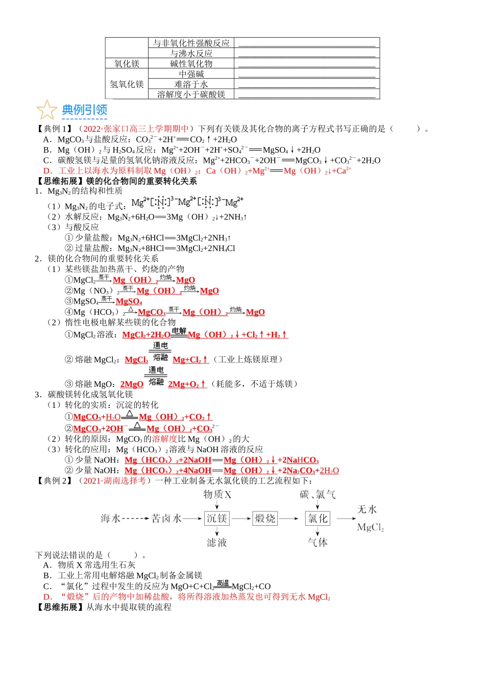 考点11  镁、铝及其重要化合物（核心考点精讲精练）-备战2024年高考化学一轮复习考点帮（新高考专用）（学生版）.docx_第2页